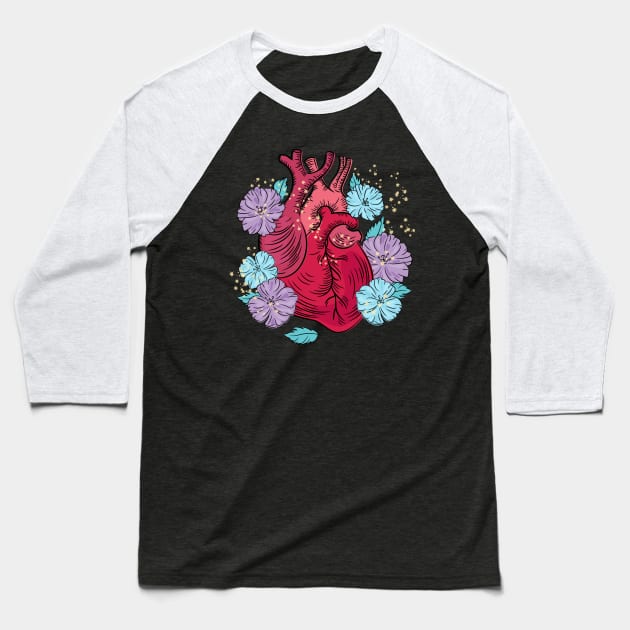 heart health flower Baseball T-Shirt by Mako Design 